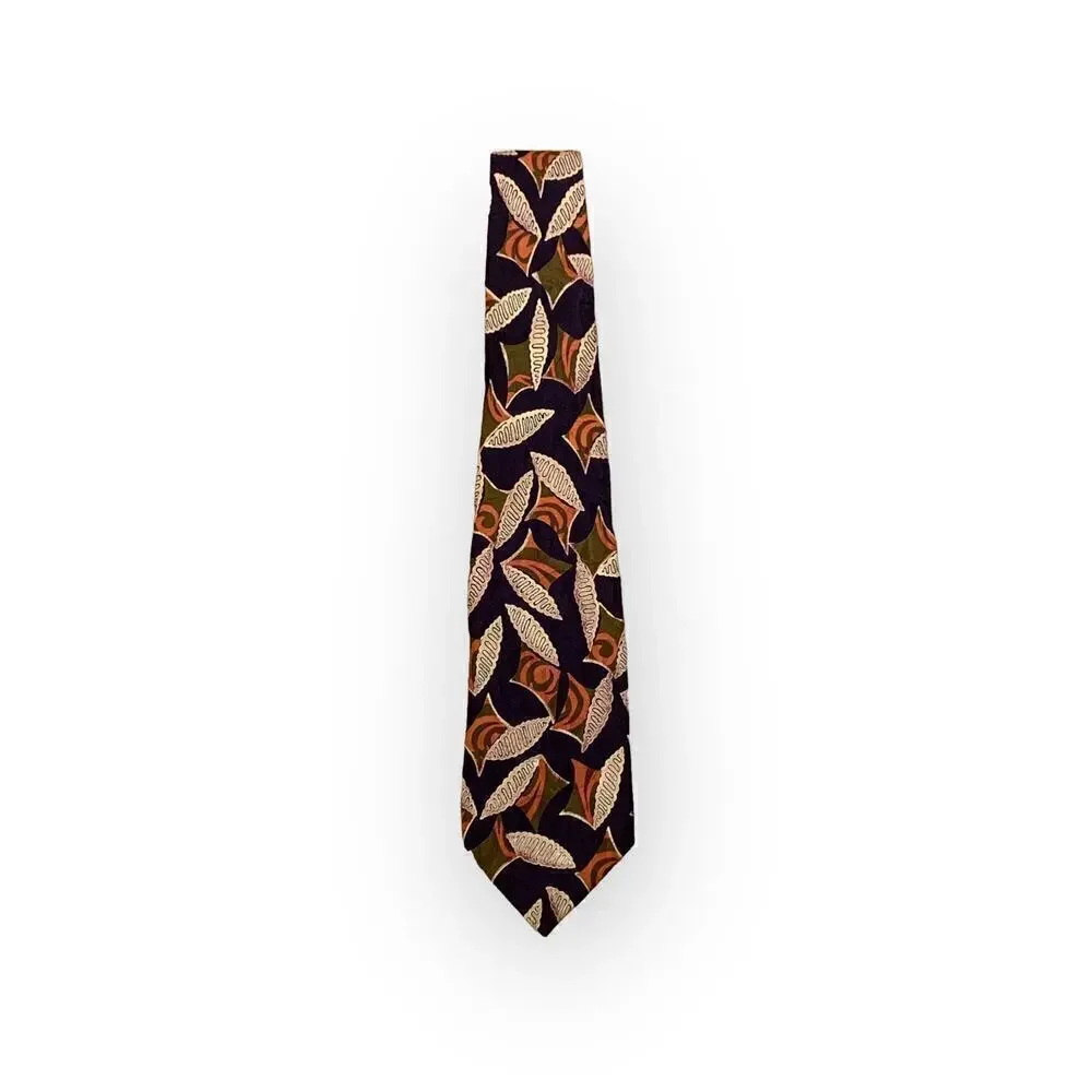 Talbott Studio Black Orange Olive Cream Silk Tie SALE